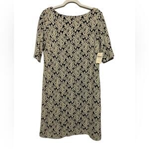 Coldwater Creek‎ NWT Cream Black Floral Lace Pencil Dress Women’s Size 14